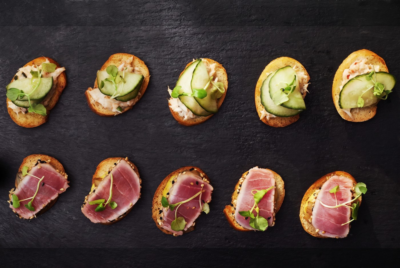 Seared crostinis